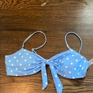 Blue polka dot bikini top